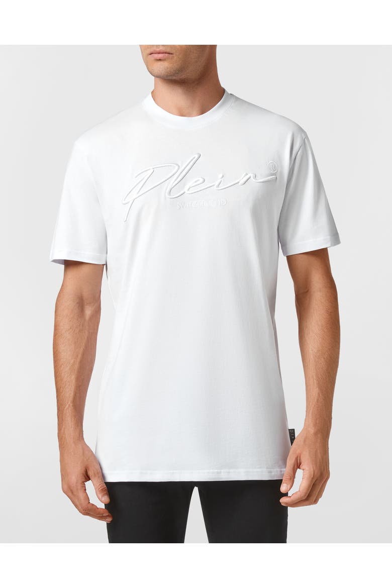 T-Shirt Round Neck Signature Men, Main, color, white