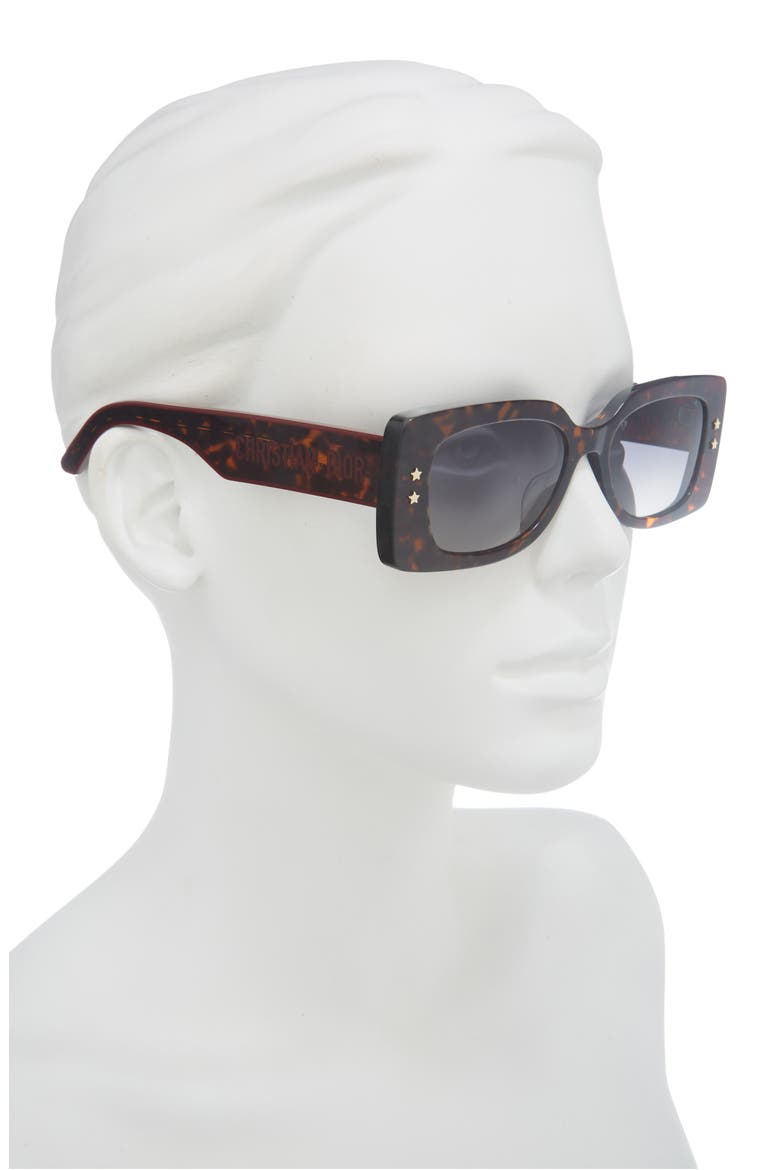 'DiorPacific S1U 53mm Rectangular Sunglasses, Alternate, color, HAVANA / GRADIENT SMOKE