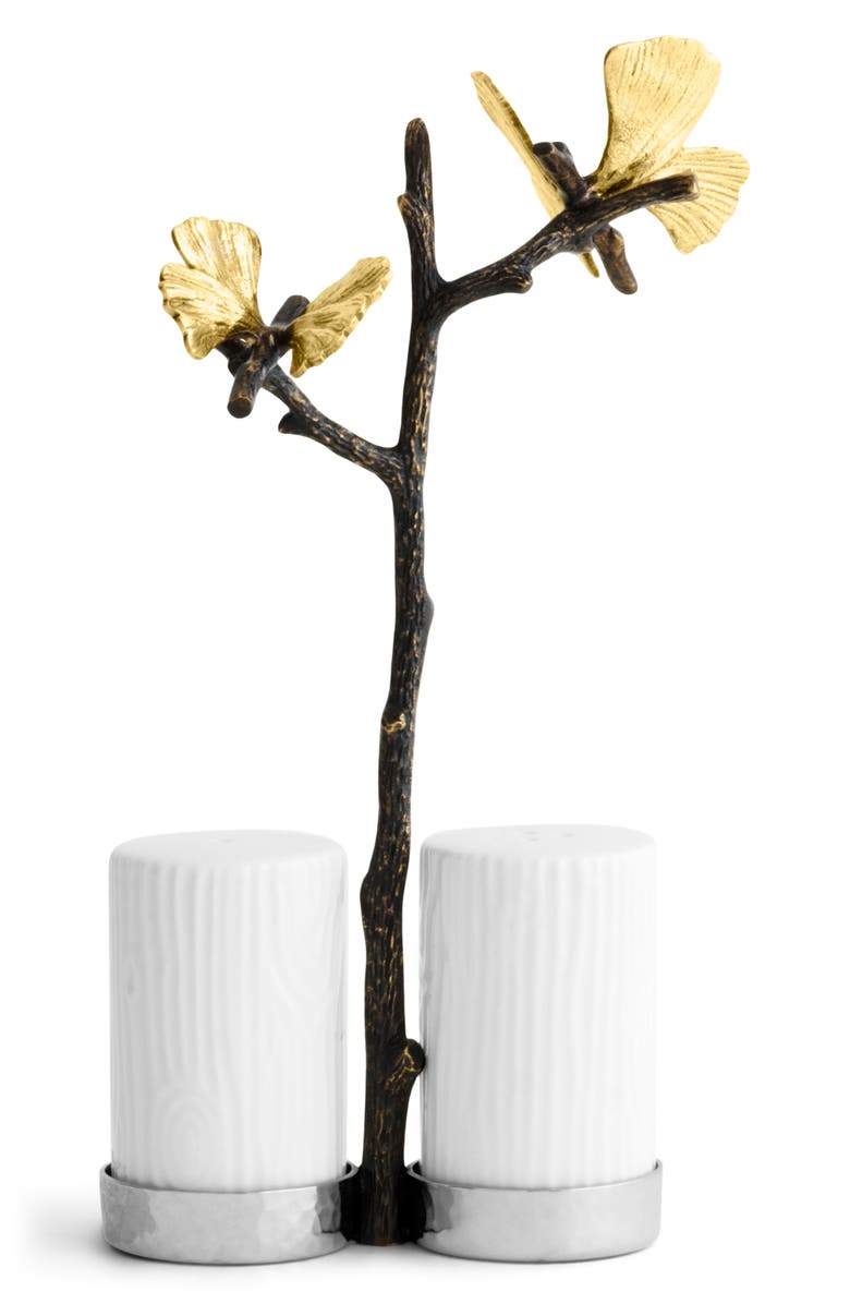 Michael Aram Butterfly Ginkgo Salt & Pepper Shake Set, Main, color, Gold/ Silver