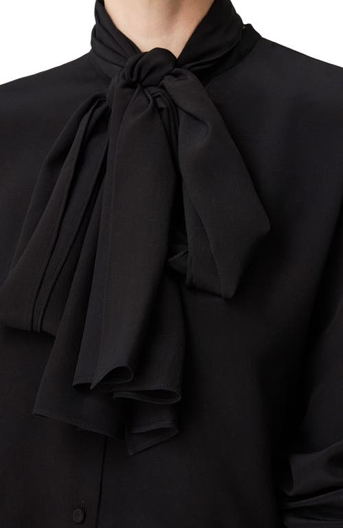 Another Tomorrow Signature Bow Blouse In Black