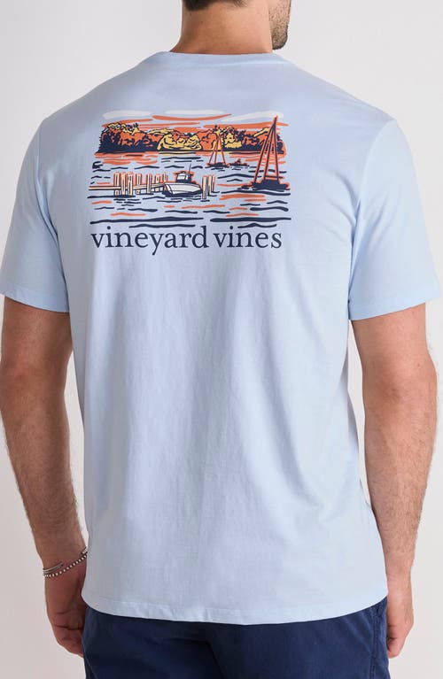 Vineyard Vines Dockside Autumn Wakes Pocket Graphic T-shirt In Blue