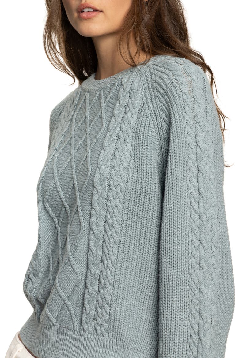 Nomad Cable Cotton Sweater, Alternate, color, SKY GRAY