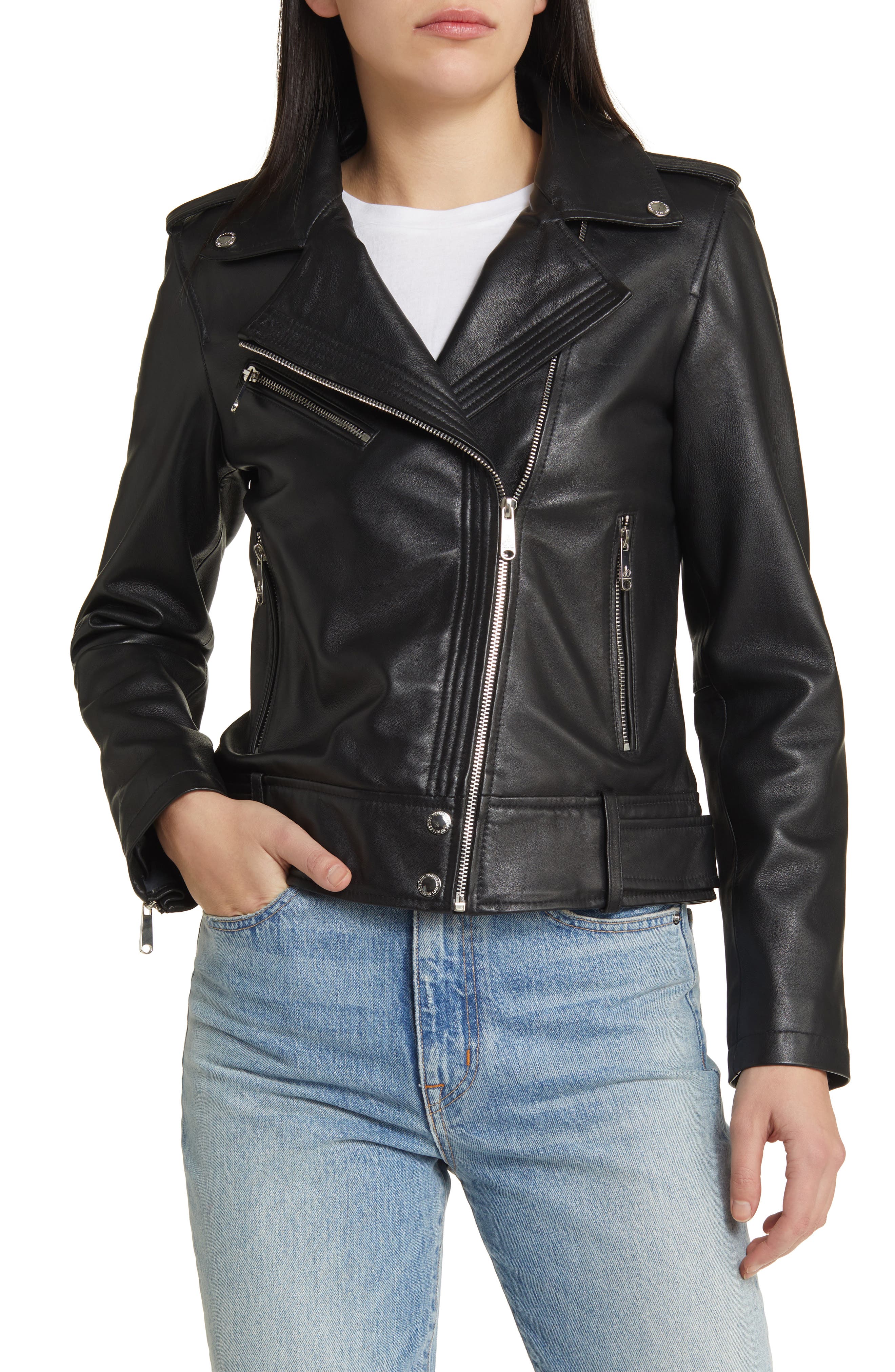 Sam Edelman Lambskin Leather Moto Jacket