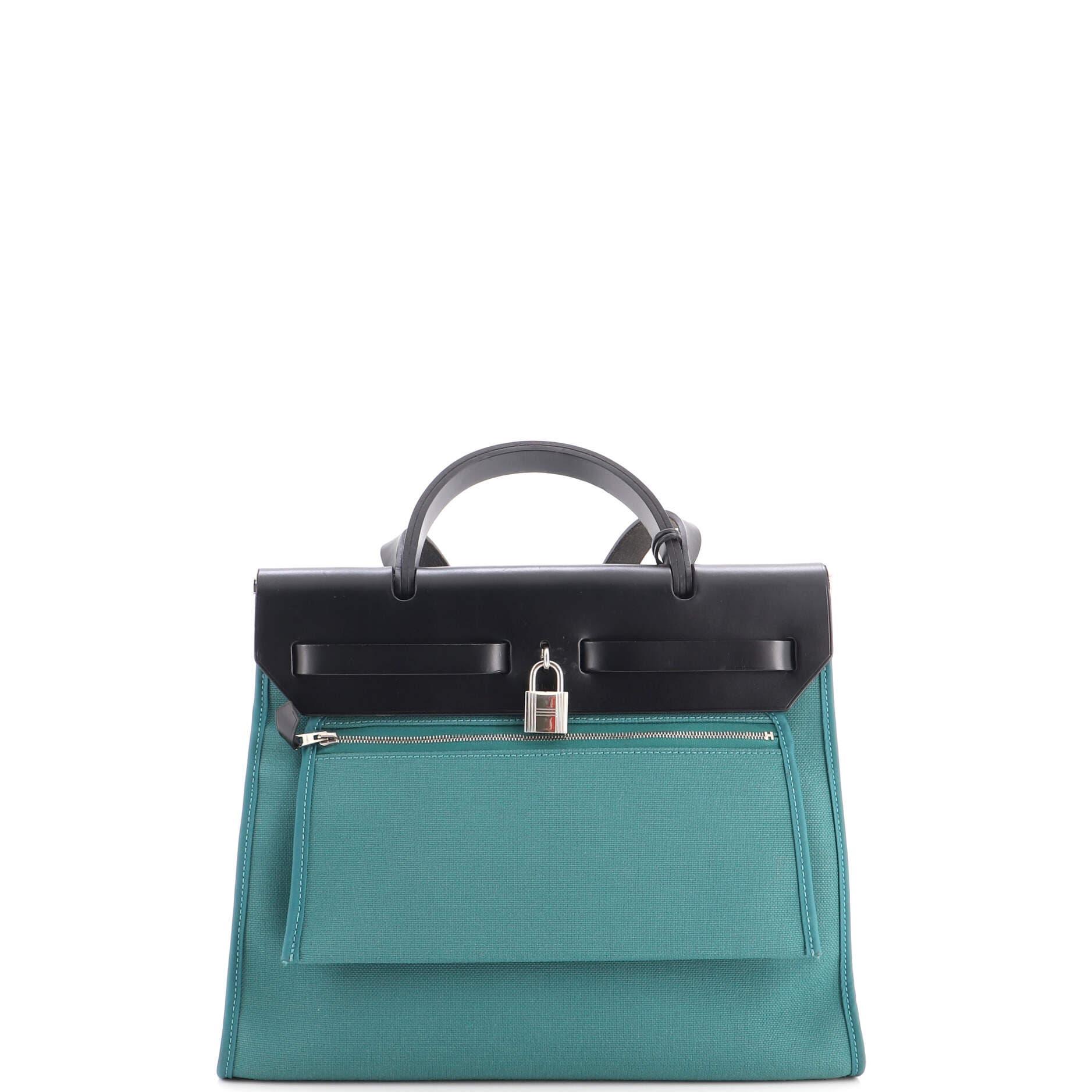 Herbag Zip Leather and Toile 31, Alternate, color, Green