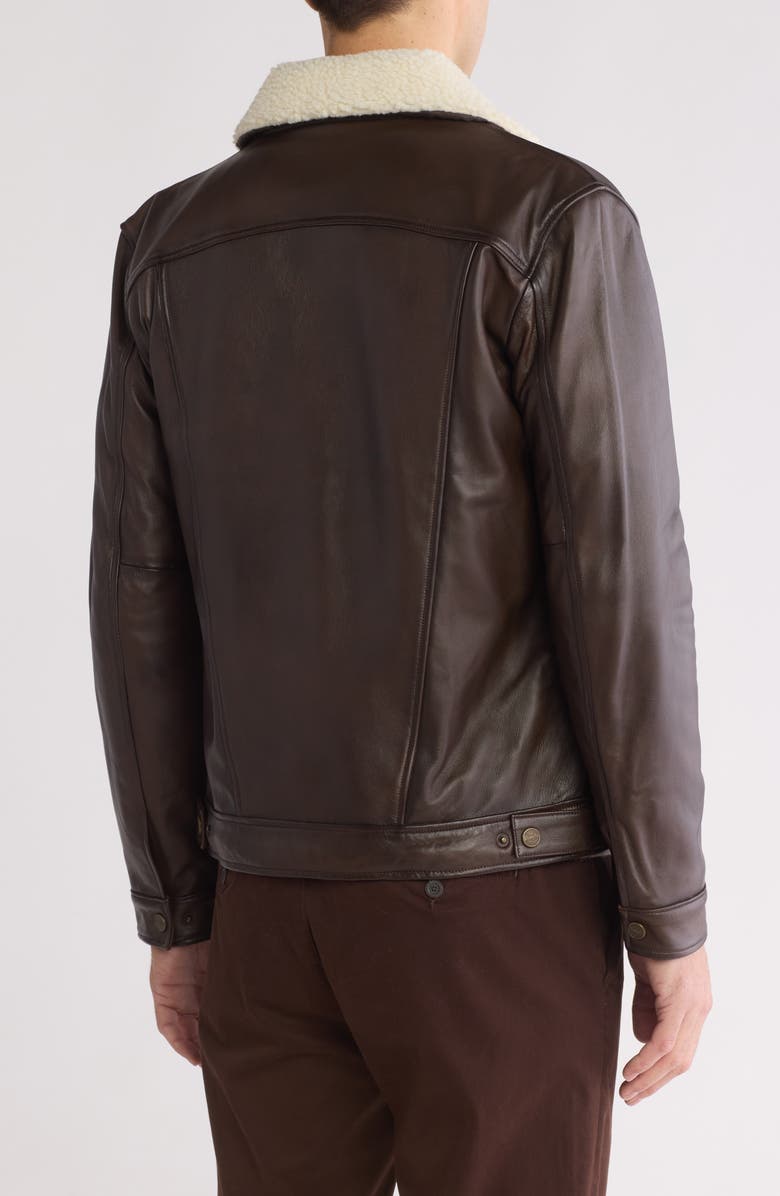 Wrangler Faux Shearling Lined Leather Wrangler Jacket, Alternate, color, Dark Brown
