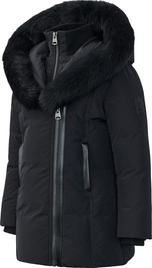 Kids' Leelee Genuine Shearling Trim Down Puffer Jacket