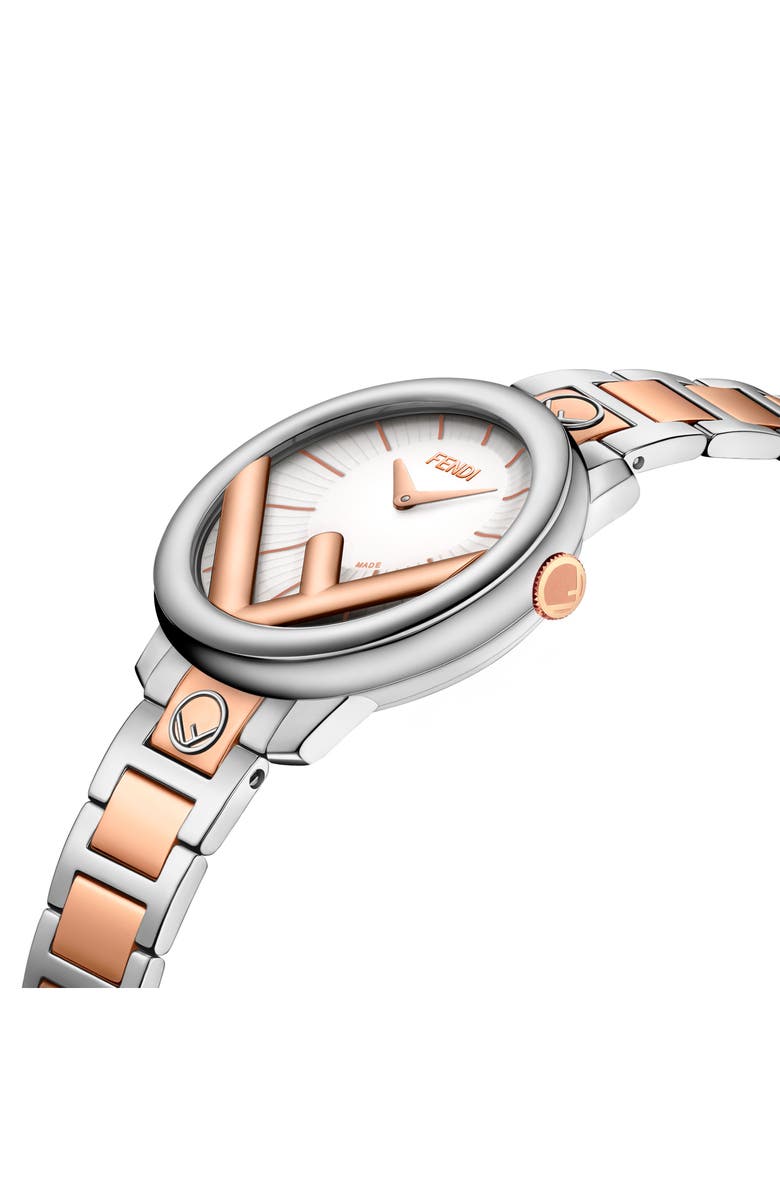 Fendi Run Away Two-Tone Swiss Quartz Bracelet Watch, 36mm, Alternate, color, Rose Gold White Two Tone