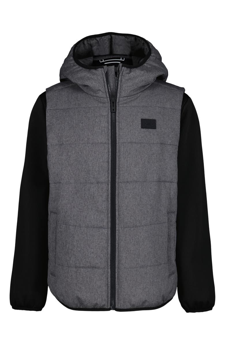 Under Armour Kids' 2Fer Water Resistant Hoodie Vest, Main, color, Pitch Gray Heather