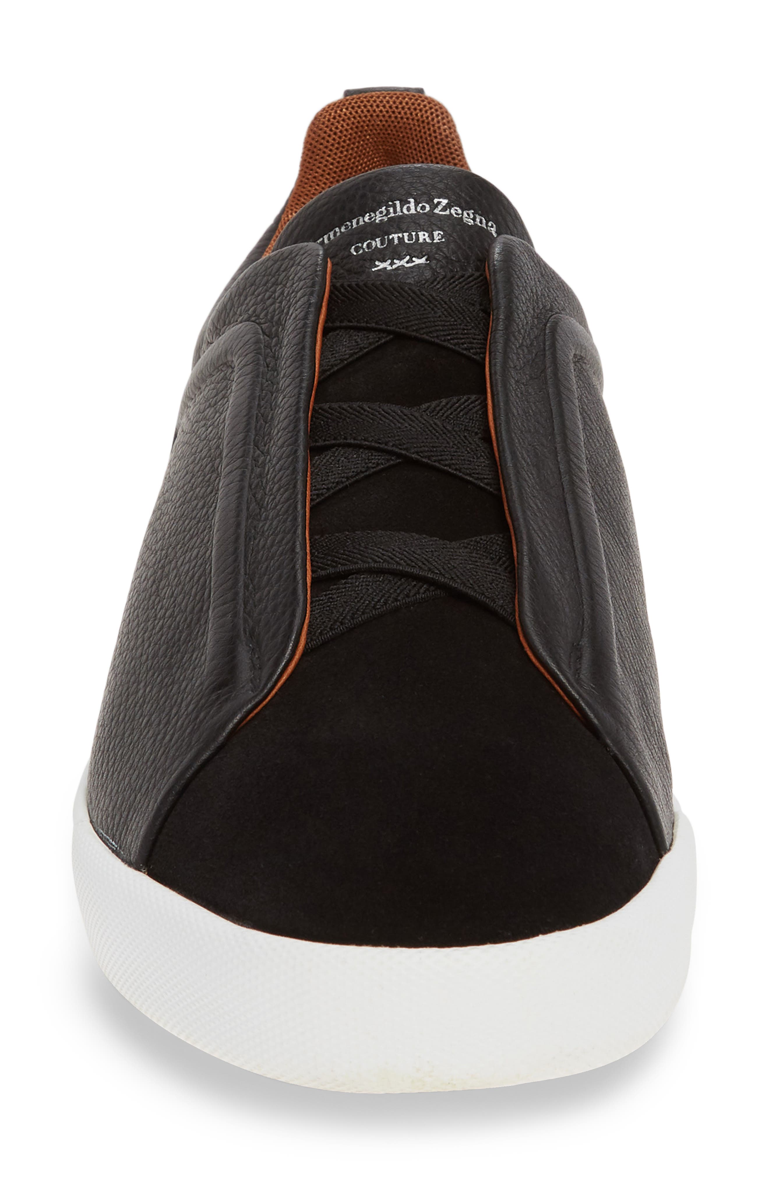 Ermenegildo Zegna Slip-On Sneaker, Alternate, color, BLACK/ BLACK