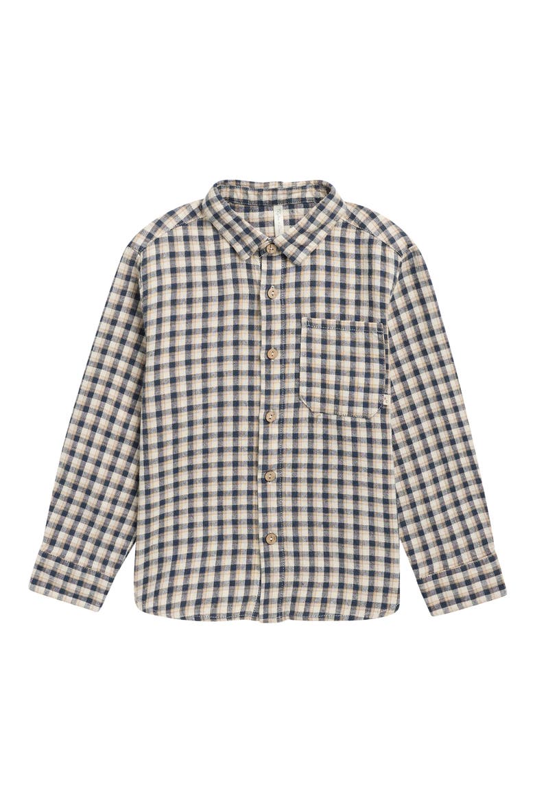 Kids' Plaid Button-Up Shirt, Main, color, NAVY