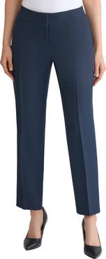KASPER Houndstooth Flat Front Slim Pants