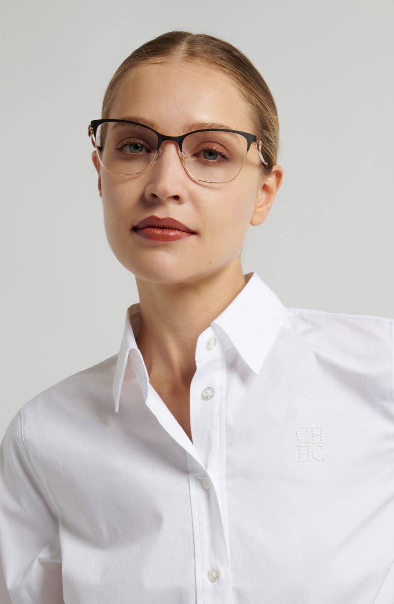Carolina Herrera 54mm Cat Eye Reading Glasses, Alternate, color, Gold Black