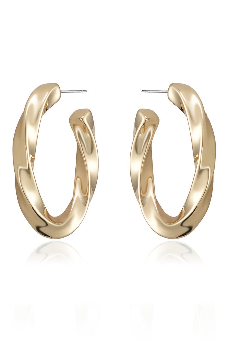 Twisted Tube Hoop Earrings, Alternate, color, GOLD