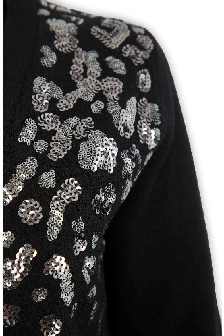 Deco Drizzle V-Neck Cardigan, Alternate, color, BLACK