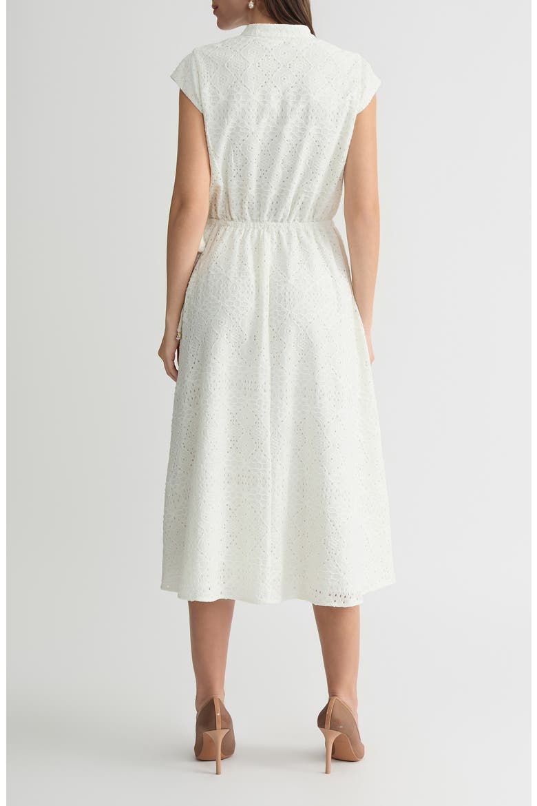 Eyelet Cap Sleeve Midi Dress, Alternate, color, VANILLA ICE