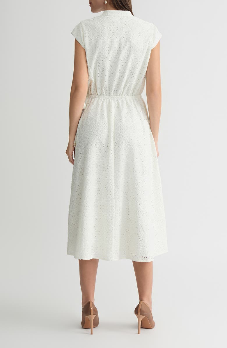 KASPER Eyelet Cap Sleeve Midi Dress, Alternate, color, 