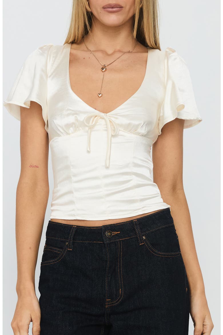 Sun Will Rise Crop Satin Top, Main, color, CREAM