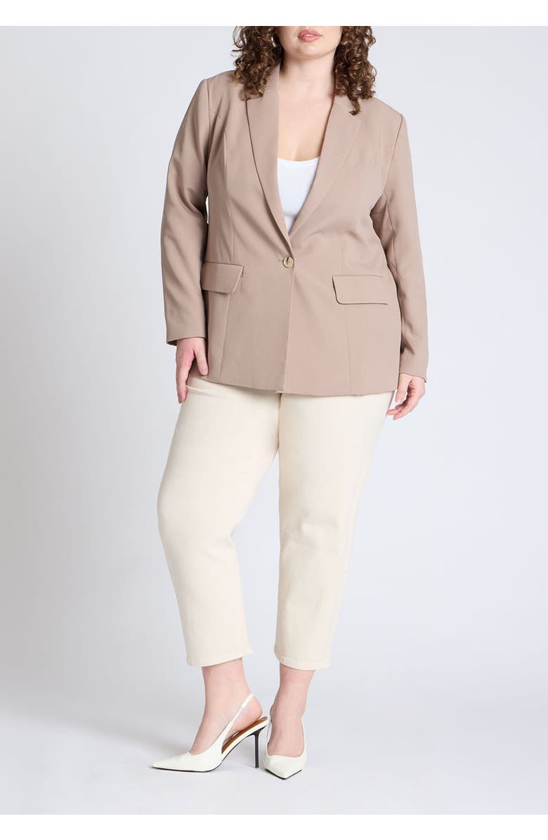 ELOQUII The Fluid Crepe Longline Blazer, Alternate, color, Mocha Meringue