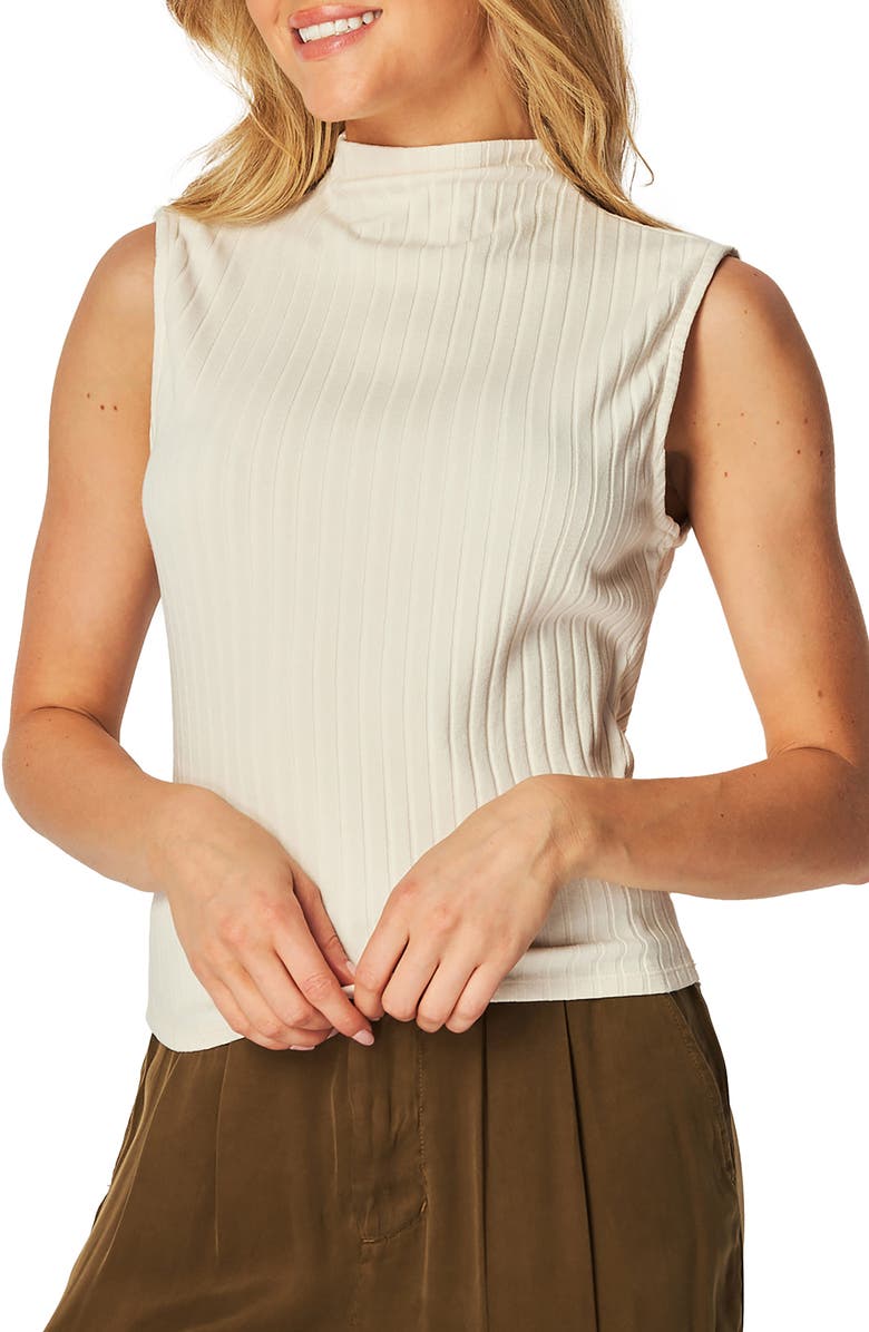 Bella Dahl Funnel Neck Rib Tank, Main, color, Winter White