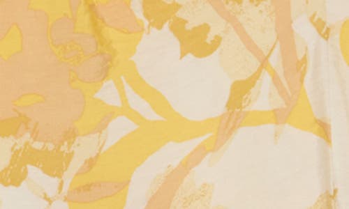 Renee C Floral V-neck Three-quarter Sleeve Top In Yellow