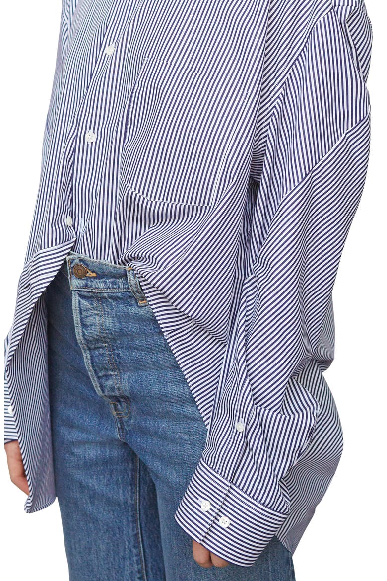 Stripe Cotton Shirt, Alternate, color, NAVY / WHITE STRIPE