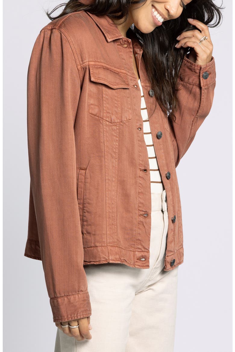 Jackie Denim Trucker Jacket, Alternate, color, RUSTIC BROWN