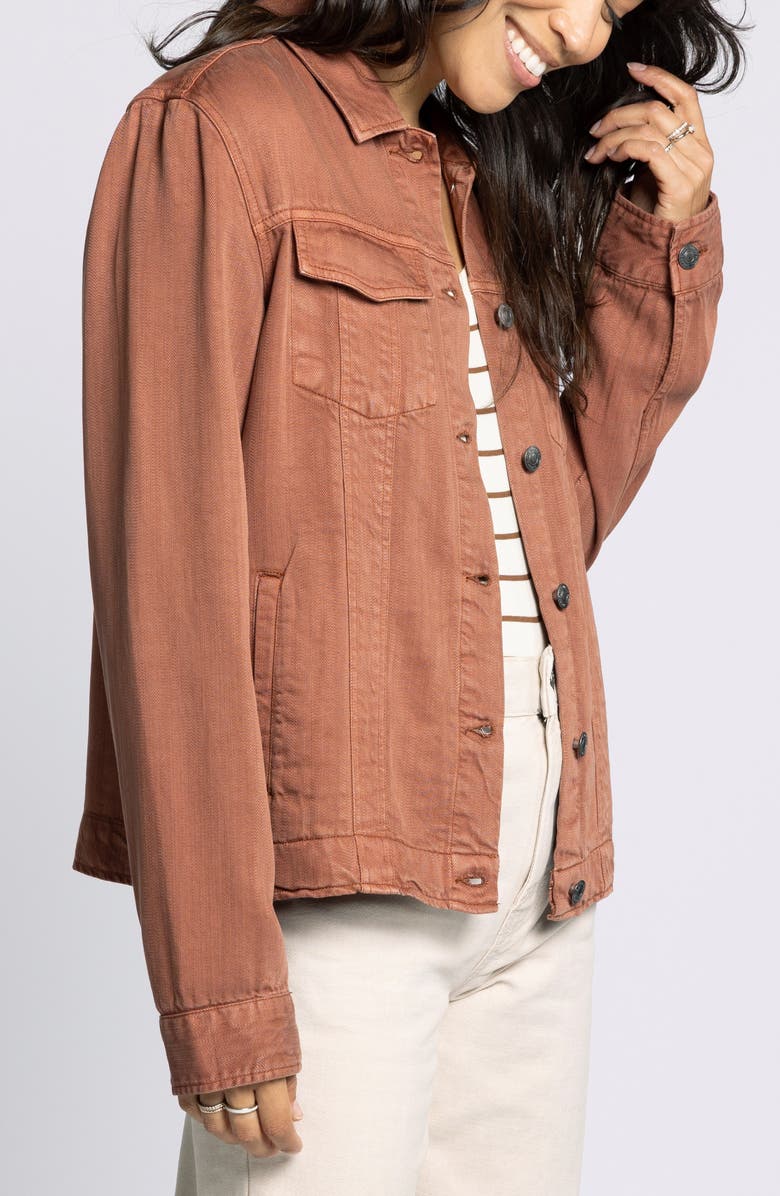 Thread & Supply Jackie Denim Trucker Jacket, Alternate, color, Rustic Brown