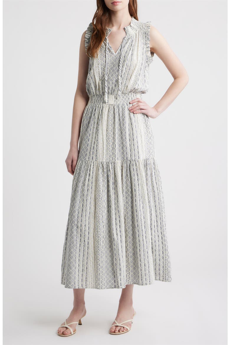 Alessi Embroidered Sleeveless Maxi Dress, Main, color, STRIPED EYELET