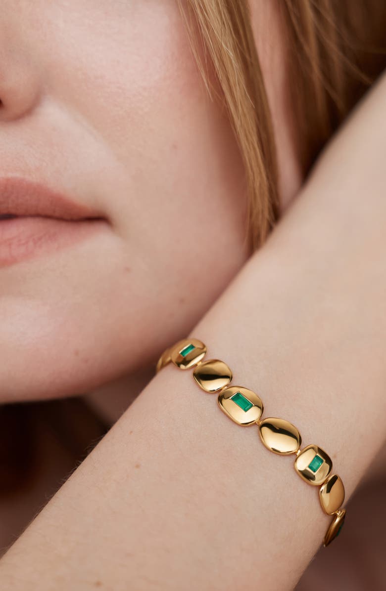 Monica Vinader Mosaic Green Onyx Disc Bracelet, Alternate, color, 