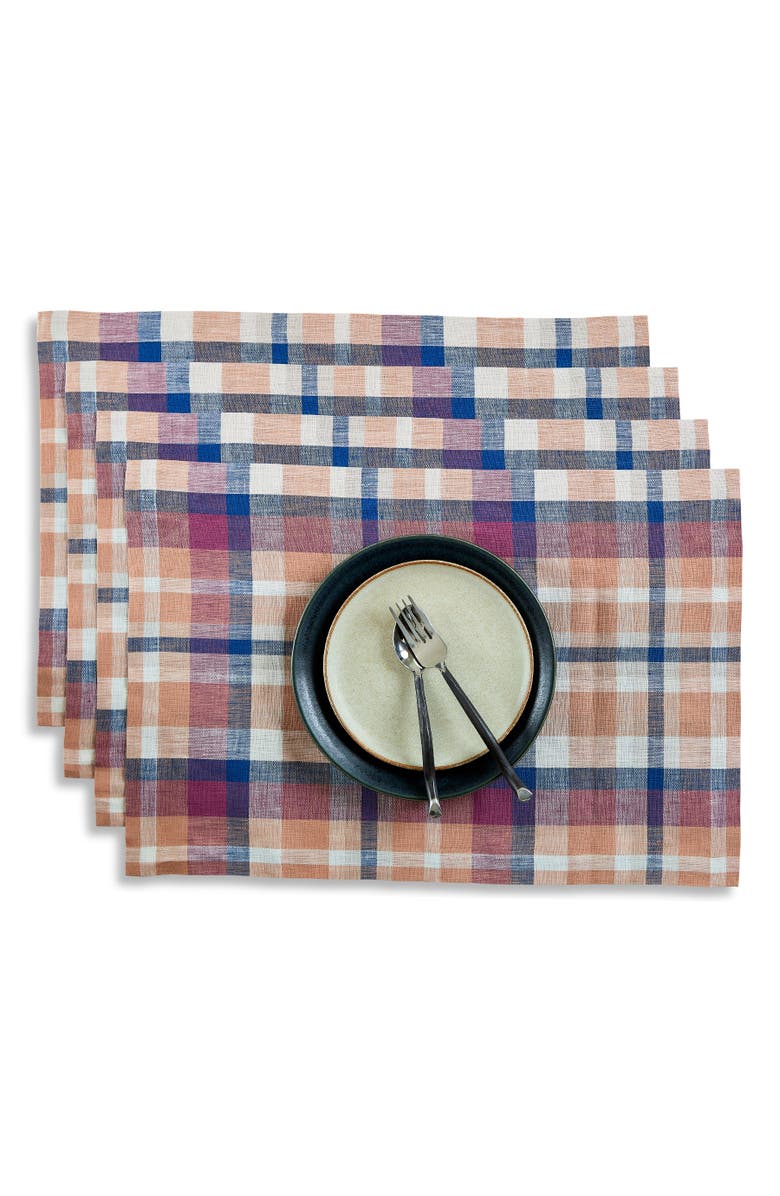 Solino Home Linen Placemats - Fall Flavors Madras, 14" x 19", Main, color, 