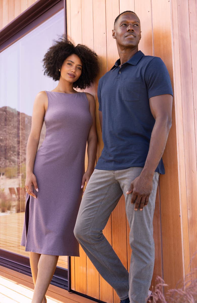 TravisMathew Hadley Wood Sleeveless Rib Midi Dress, Alternate, color, Heather Moonscape