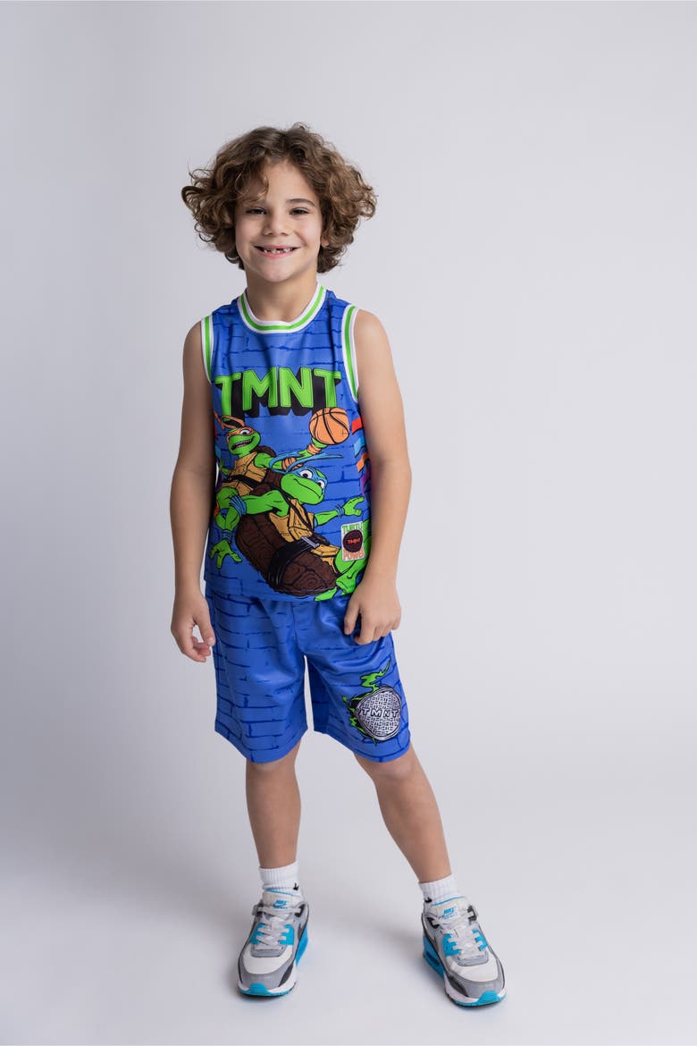 Basketball Jersey and Shorts Set, Alternate, color, Leo and Mikey Blue