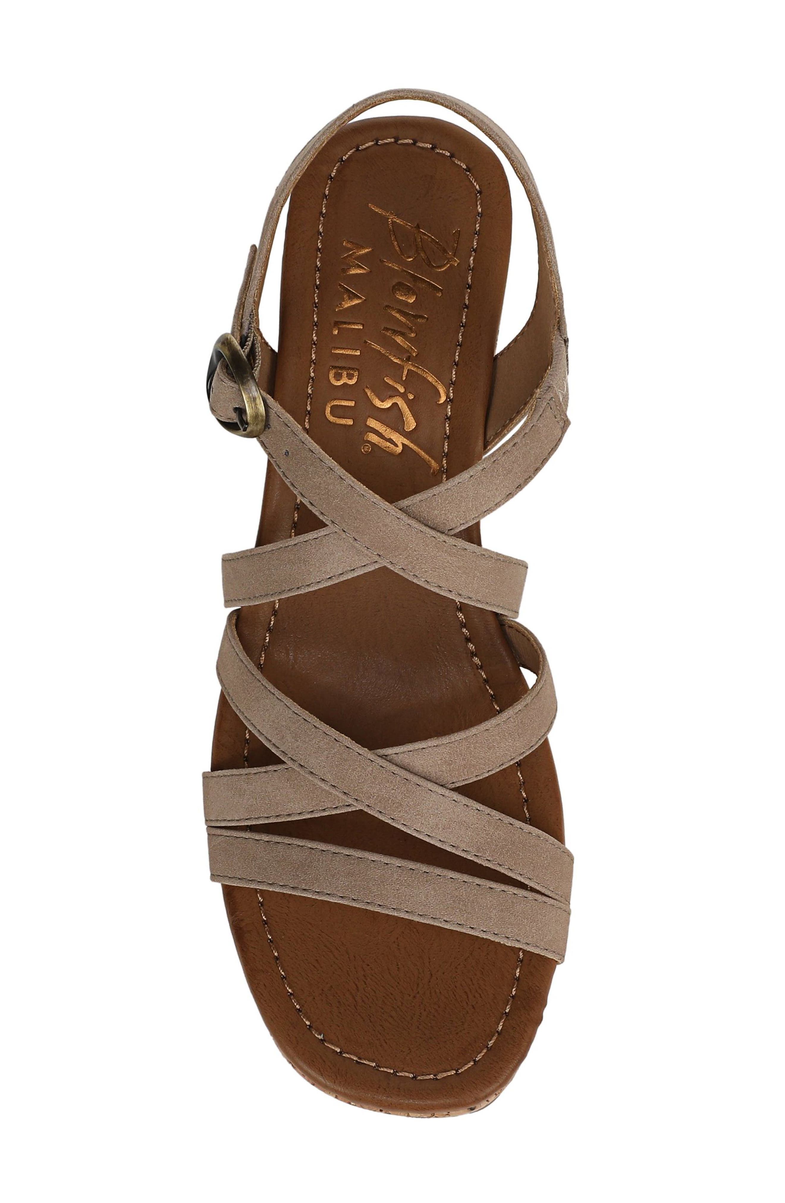 Blowfish Malibu Aurora Strappy Platform Wedge Sandal, Alternate, color, Oak Suede