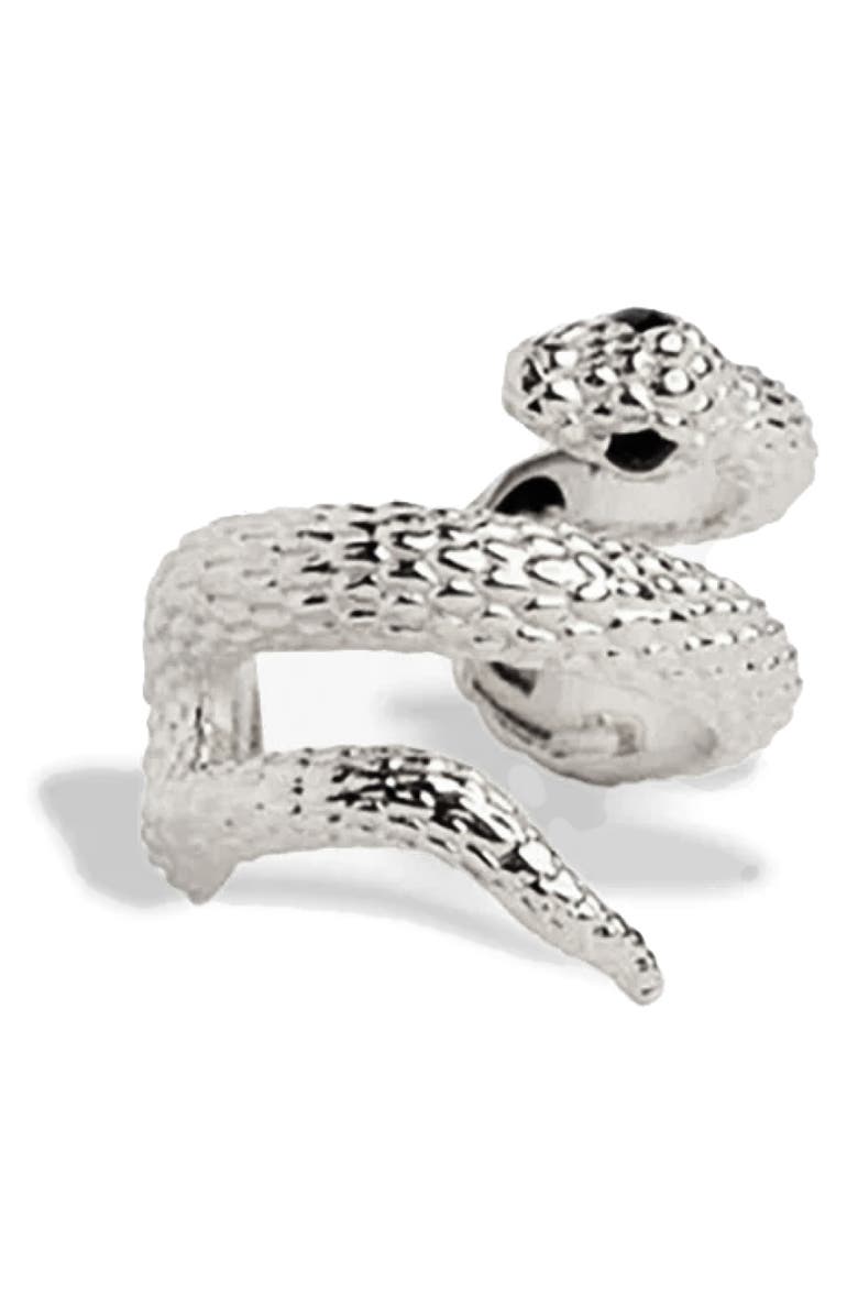 Awe Inspired Serpents Embrace Ear Cuff, Main, color, 925 Sterling Silver
