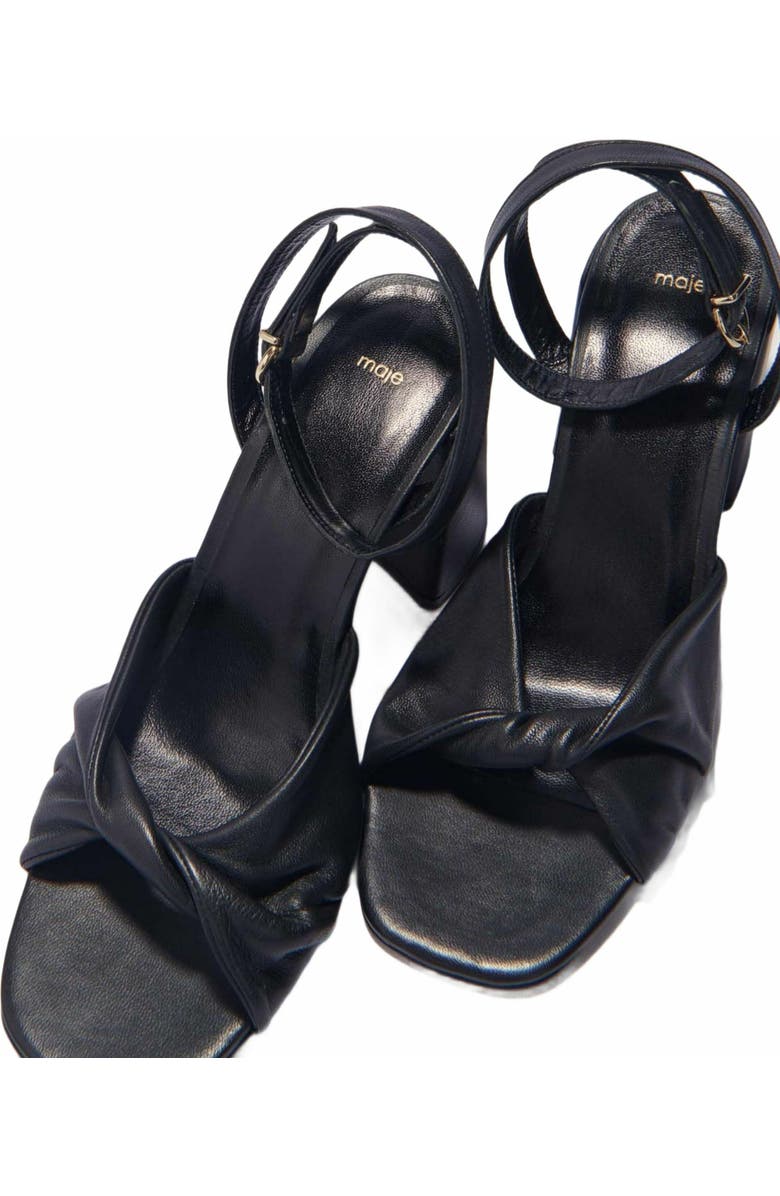 maje Plain leather sandals with heels, Alternate, color, Black