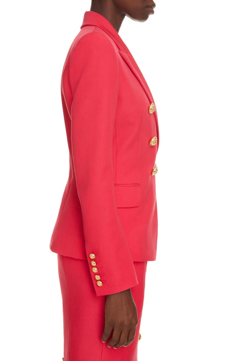 Double Breasted Grain de Poudre Wool Jacket, Alternate, color, LIVE FUCHSIA