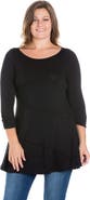24seven Comfort Apparel Plus Size Ruched Sleeve Swing  Tunic Top