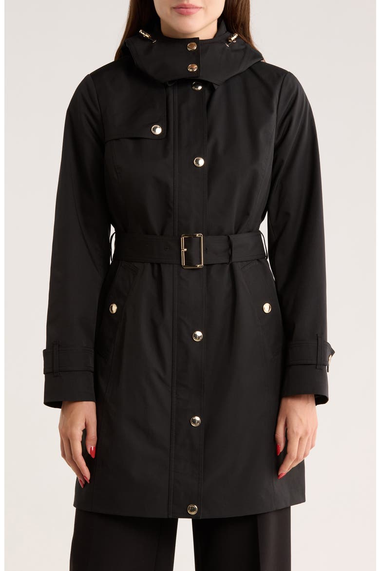 Water Resistant Belted Trench Coat, Main, color, BLACK