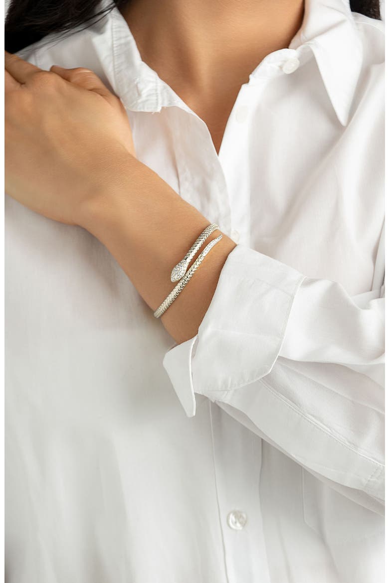 Set of 2 Snake & Clover Bracelets, Alternate, color, SILVER
