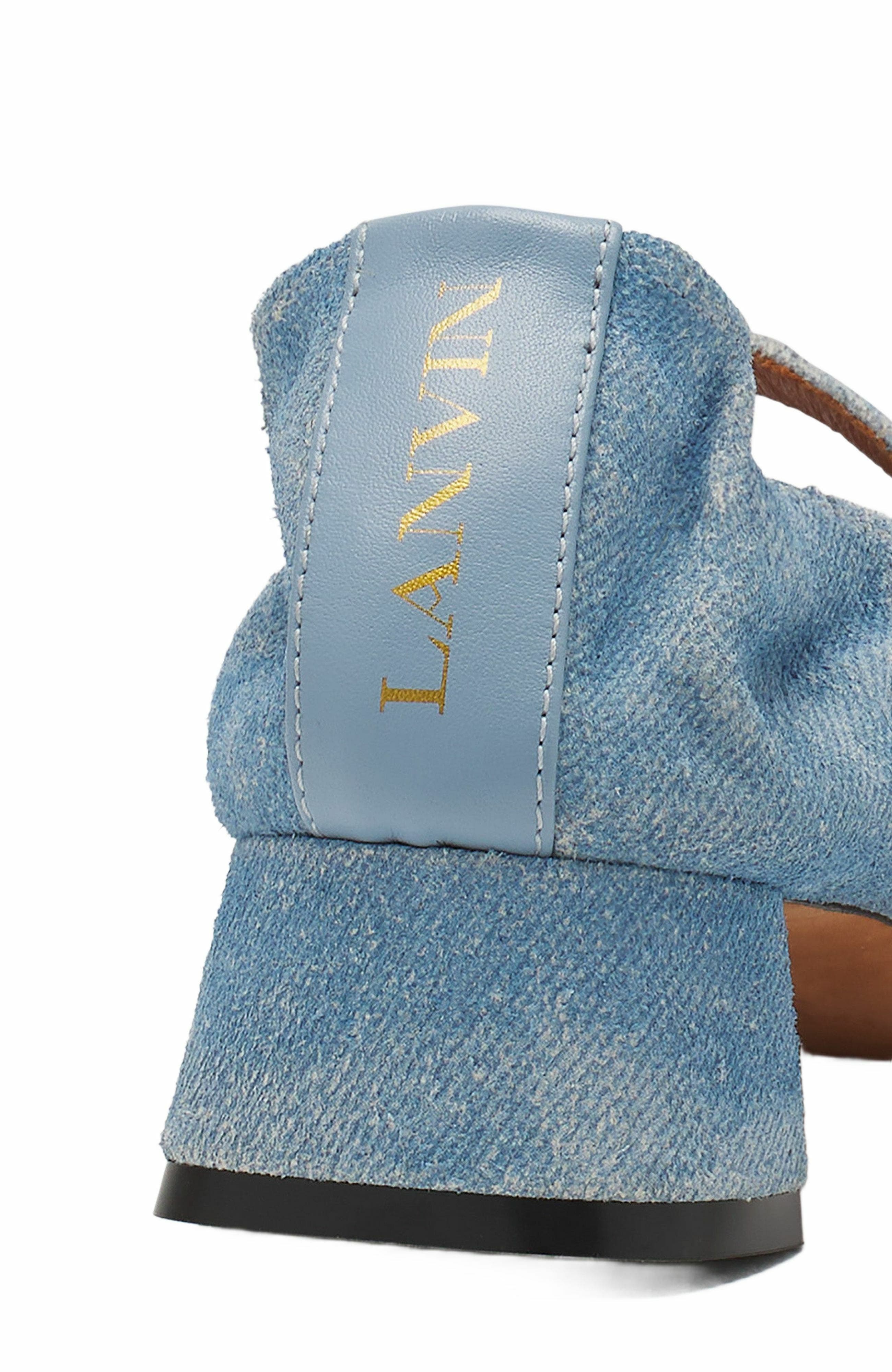 Lanvin Heeled Mary Janes In Leather With A Faded Denim Effect, Alternate, color, 