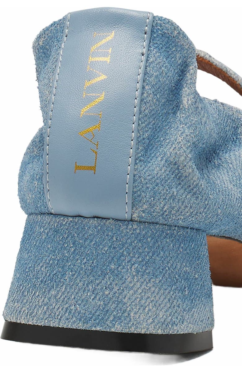 Lanvin Heeled Mary Janes In Leather With A Faded Denim Effect, Alternate, color,