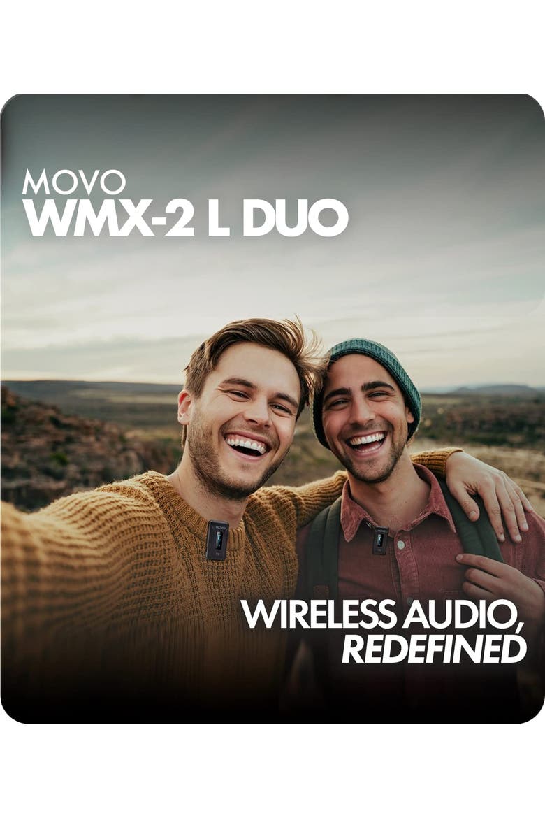 WMX-2-L-DUO Dual Wireless Lavalier Microphone with Charging Case for iPhone 14 and below, Alternate, color, Black