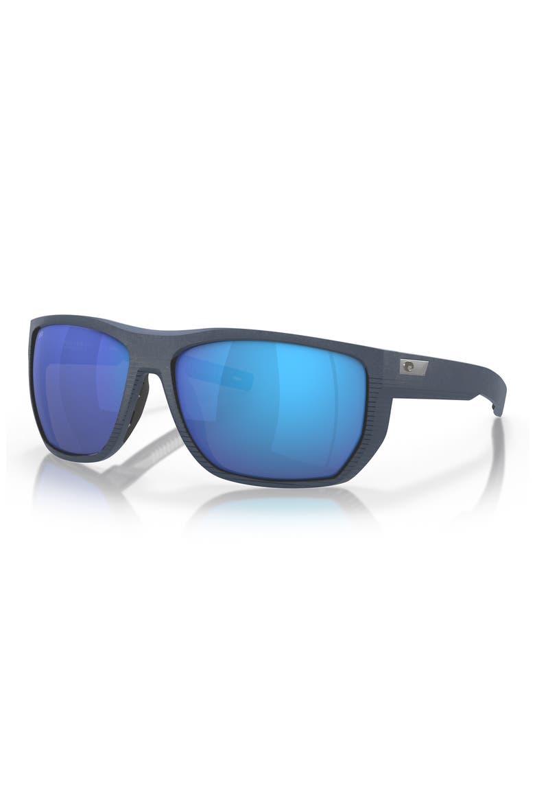 Santiago 63mm Oversize Polarized Rectangular Sunglasses, Alternate, color, BLUE MIRROR
