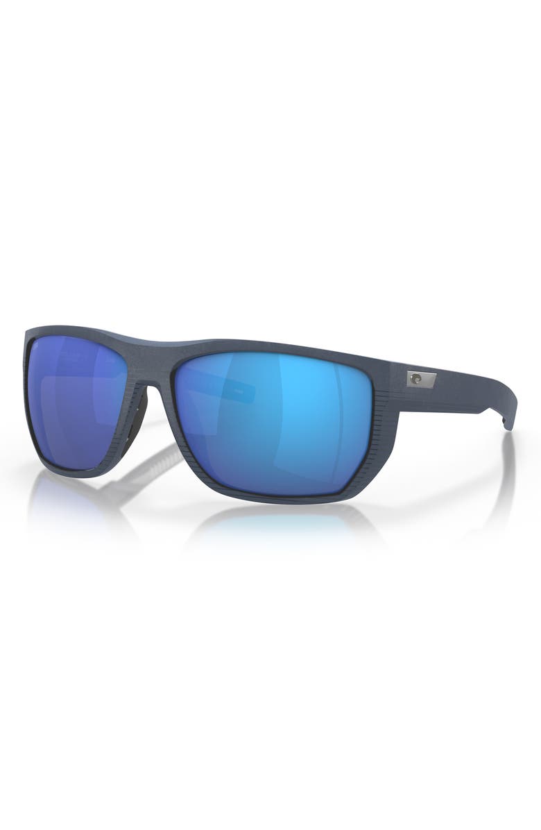 Costa Del Mar Santiago 63mm Oversize Polarized Rectangular Sunglasses, Alternate, color, Blue Mirror
