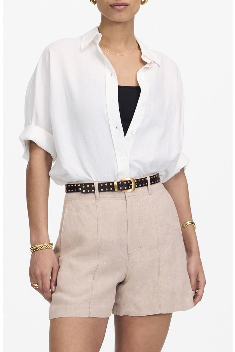 Linen Trouser Shorts, Main, color, OAT COLOR LINEN