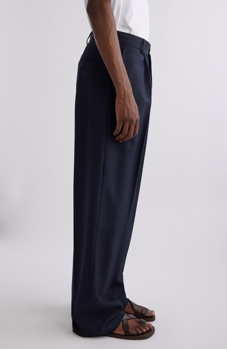 Dries Van Noten Penrud Pinstripe Pleated Wool Trousers, Alternate, color, 