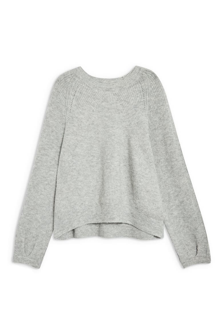 Ribbed Crewneck Sweater, Alternate, color, GREY MARL