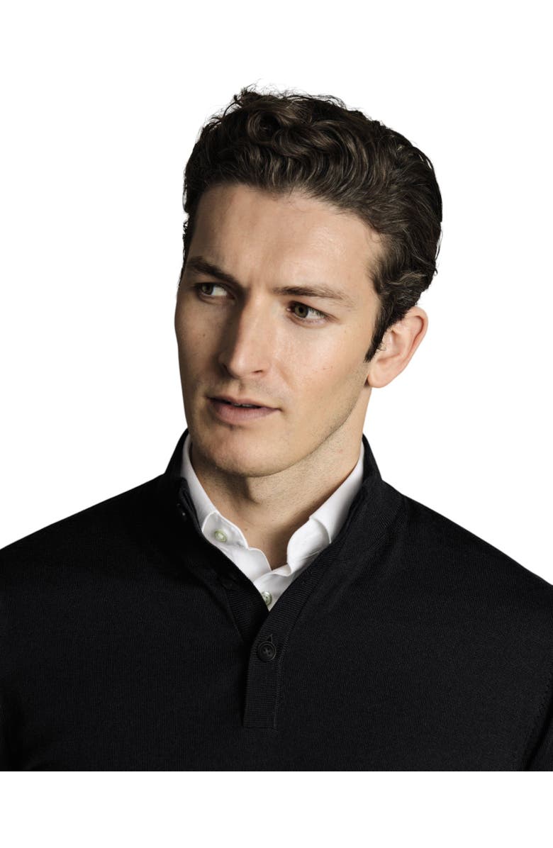Charles Tyrwhitt Pure Merino Button Neck Sweater, Alternate, color, Charcoal Grey