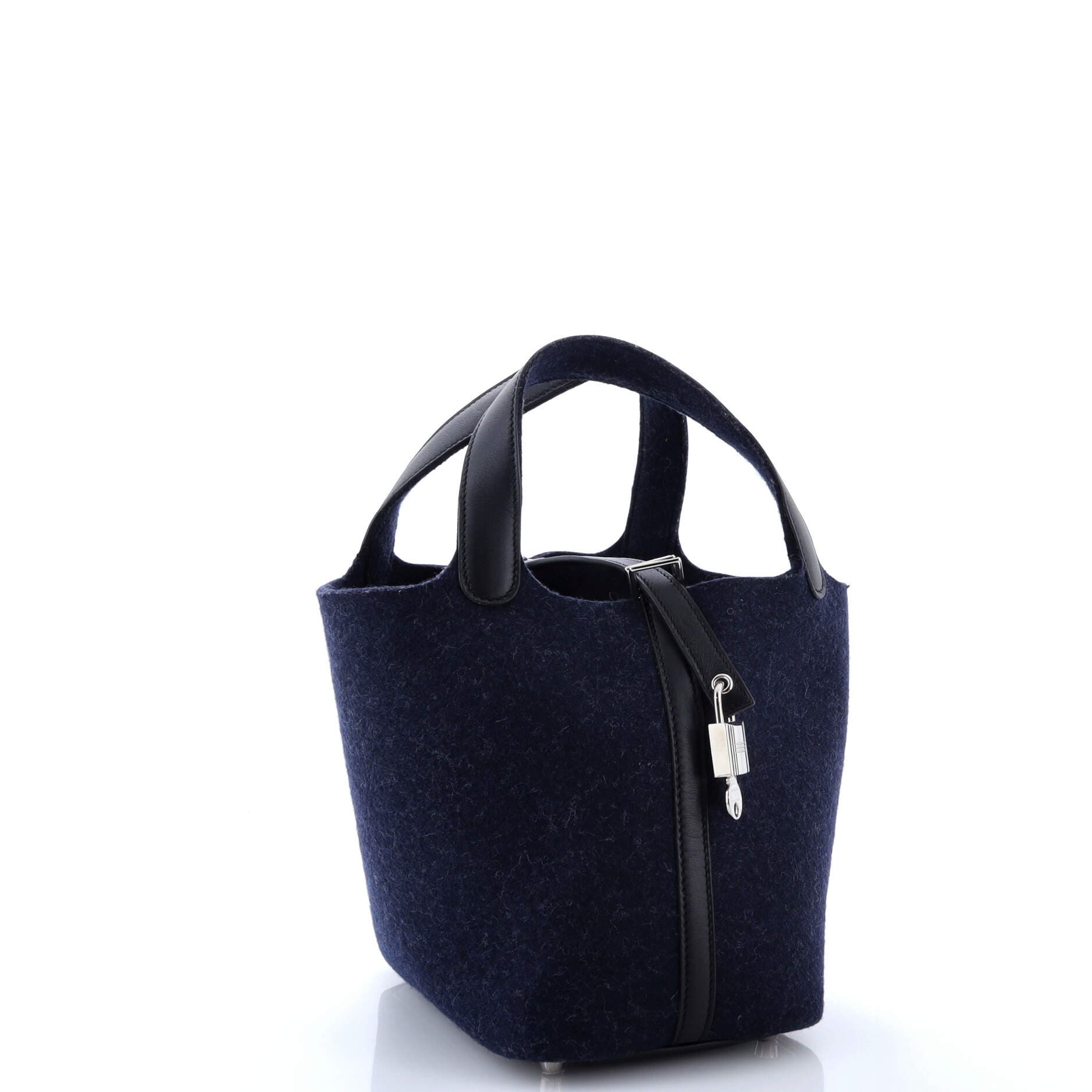 Pre-Owned Hermes Picotin Lock Bag Felt with Leather PM, Alternate, color, Bleu Nuit