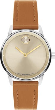 Movado Bold Echo Leather Strap Watch, 30mm